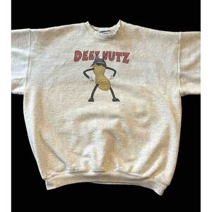 Vintage 90s Hanes Ultimate Deez Nuts Gray Sweatshirt Crewneck XL